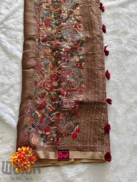 Chanderi French knot(Brown )