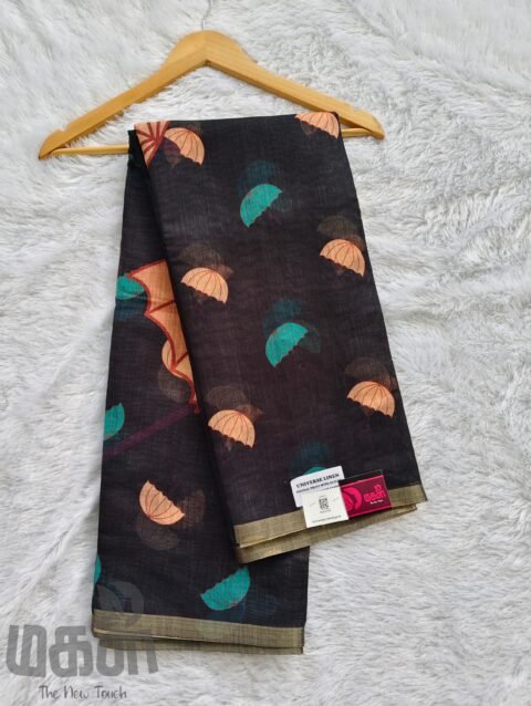 Digital linen (Black with Green blouse)