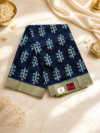 Navy Blue Denim Printed Cotton Saree