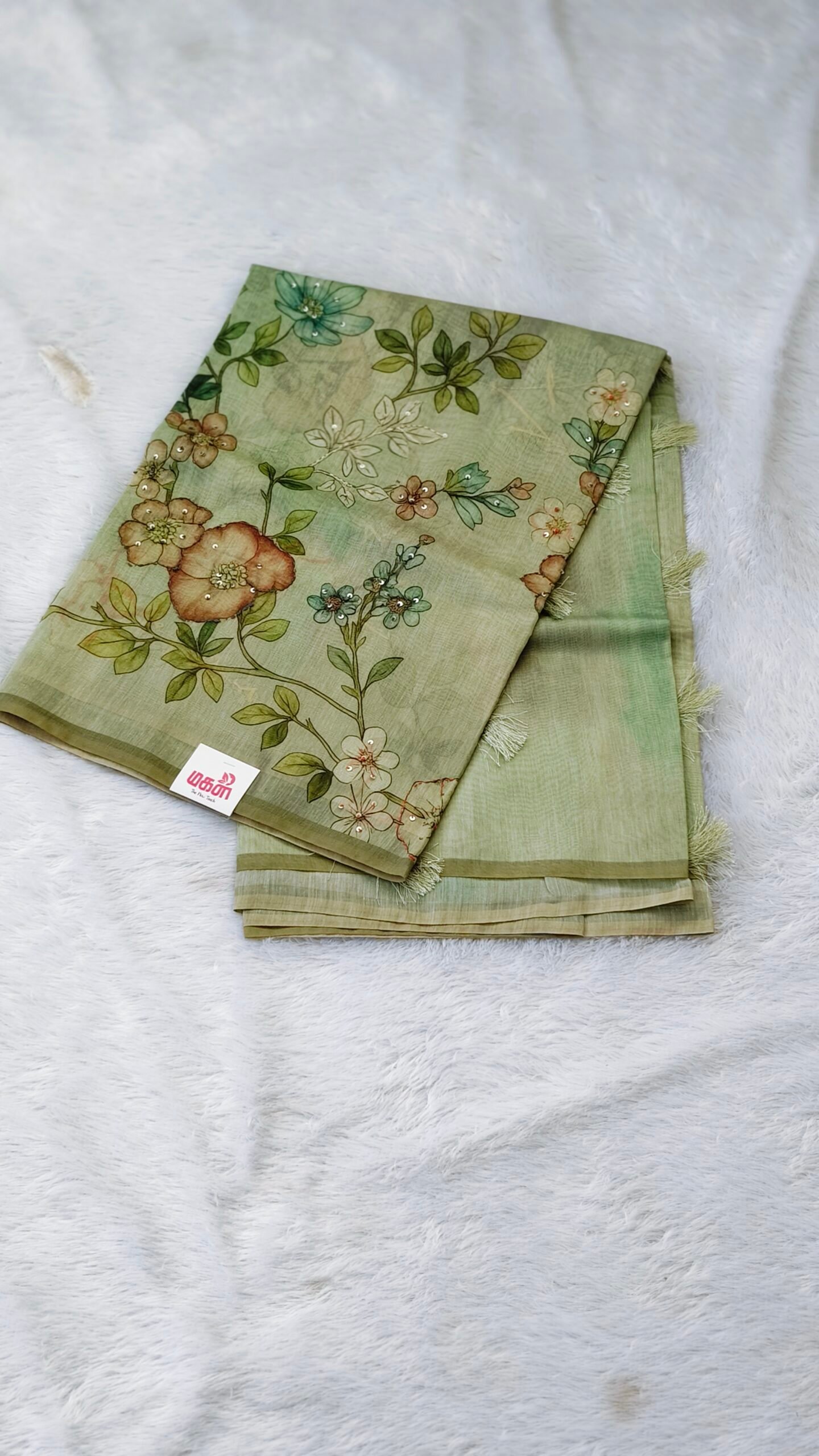 French knot linen saree - Image 4