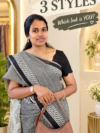 Black & White Printed Cotton Saree | Office & Daily Wear