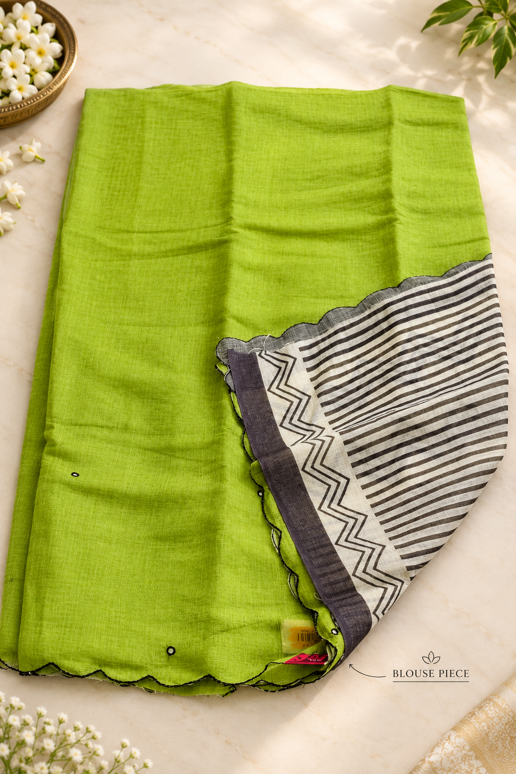 Elegant Floral Linen saree - Image 2