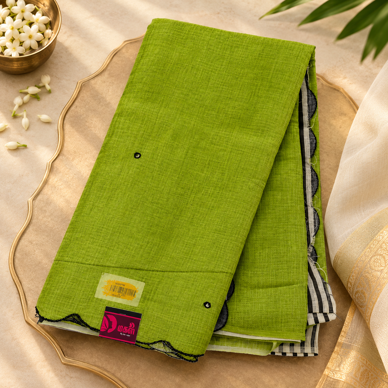 Elegant Floral Linen saree