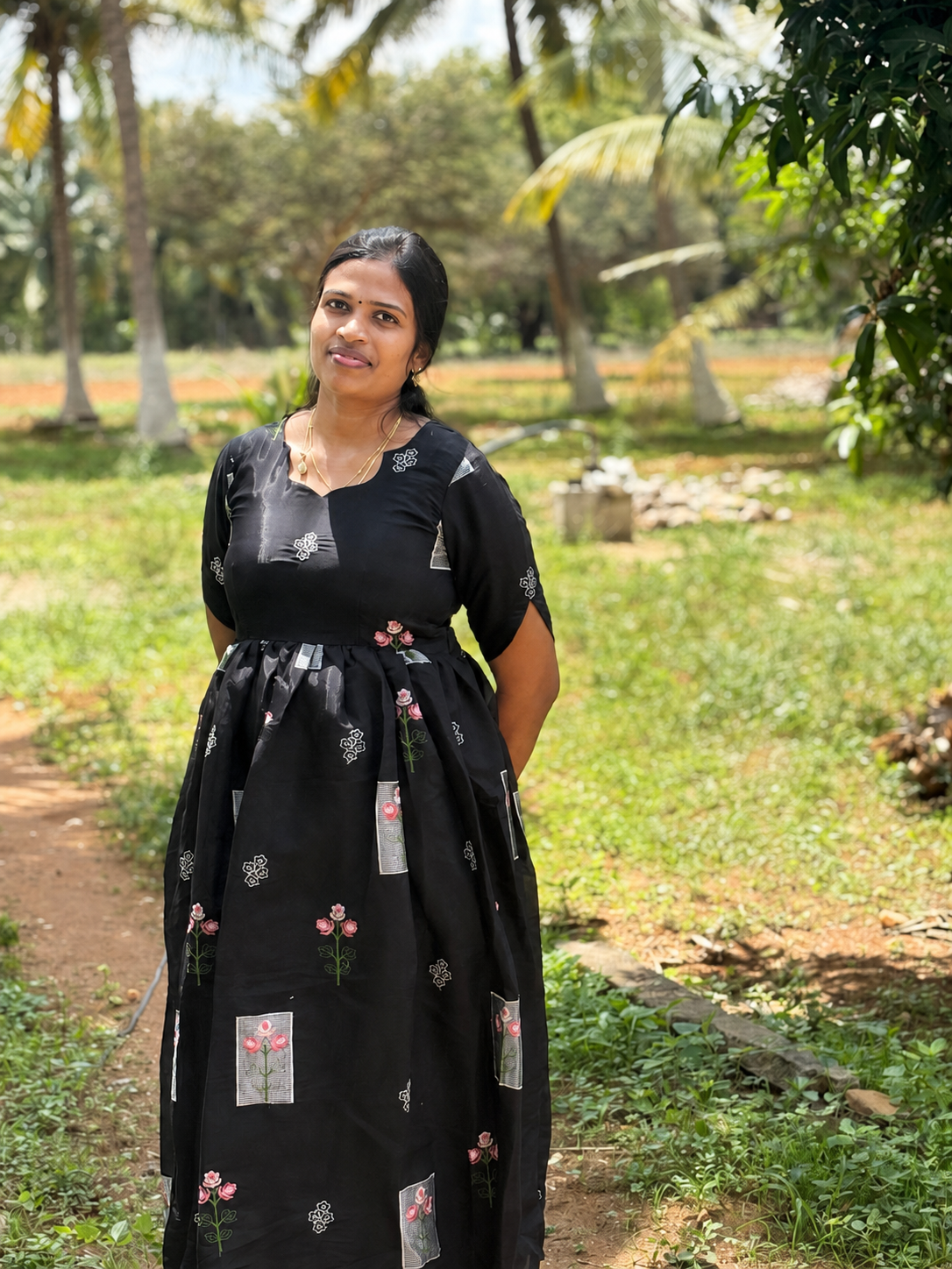 Rosy Black Floral Dress for Women | Elegant Printed Dress | Magal Clothing - Image 2