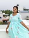 Mint Floral Embroidered Maxi Dress